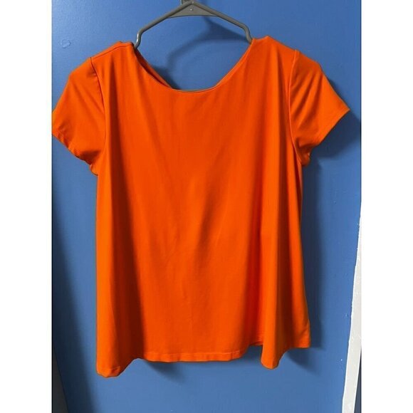 Susana Monaco Orange Maternity Oversized Short Sleeve Top With Back Bow Tie, SM - Picture 2 of 7